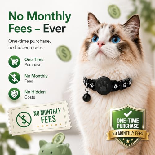 Pet Tracker GPS Collar for Cats Android Only  Smart Tag Waterproof Compatible with Google Find My No Monthly Fee Advanced Tracking Solution Smart