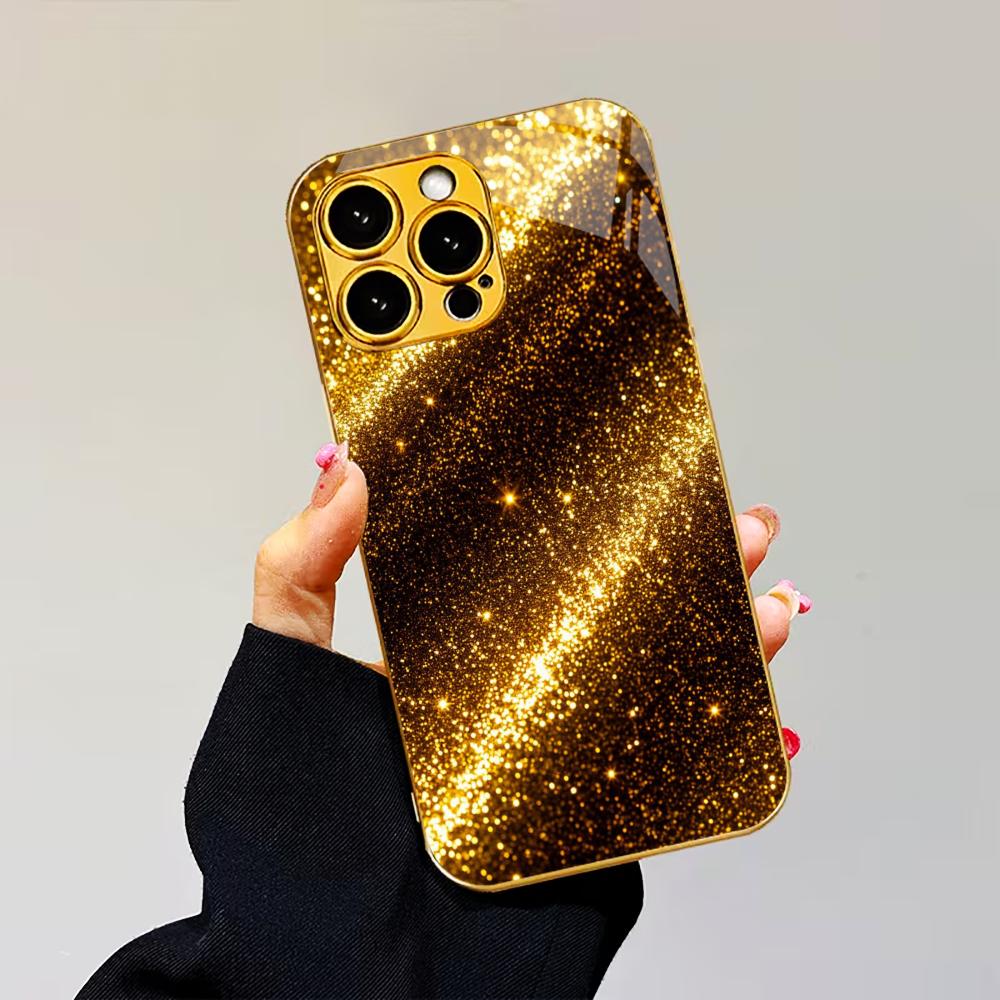 Colorful For Electroplated Glass Phone Case For iPhone 17 16 15 14 13 12 11 Pro Max Plus 16E 17Air Cover