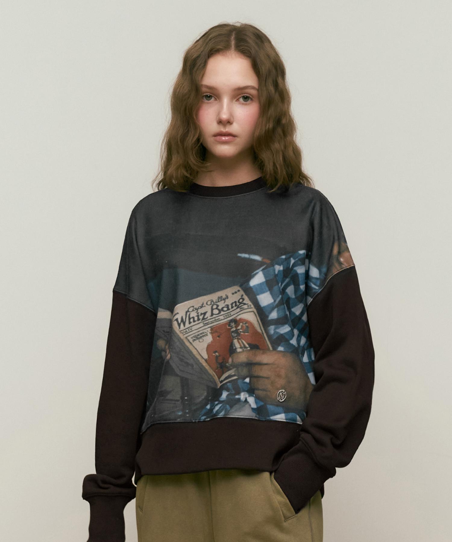 Свитшот Kirsh Collection с принтом  Низкий книжный клуб  [Темно-коричневый] 1