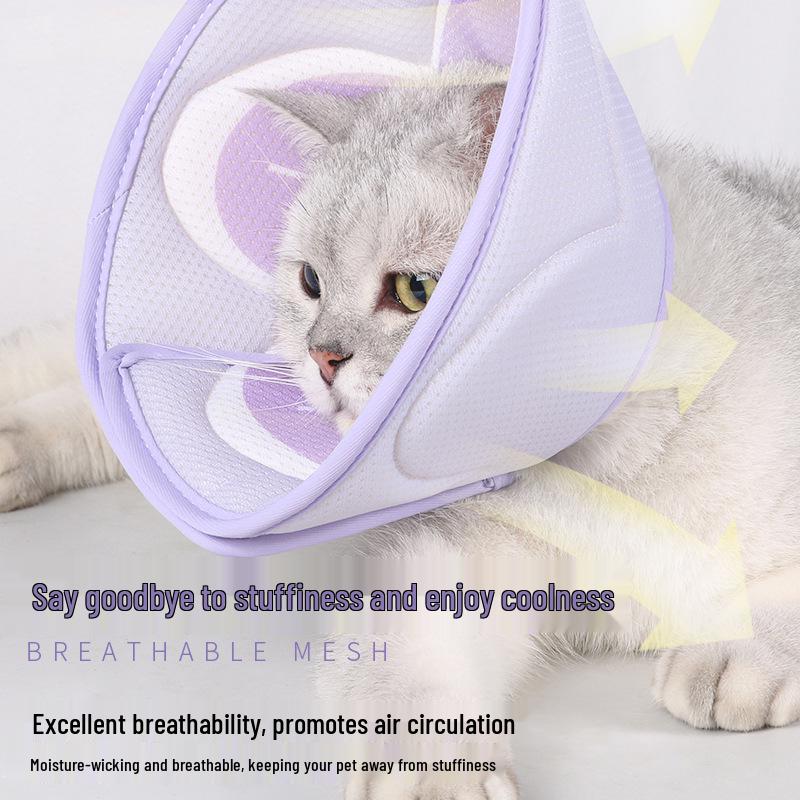 Breathable Mesh Pet Elizabeth Collar - Soft Anti-Lick/Bite Grooming Headgear for Cats & Dogs