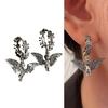 Angel Wing and Flower Hoop Earrings Fashionable Ear Rings Accessory for Parties Easy to Wear Ear Pendants Accessories
