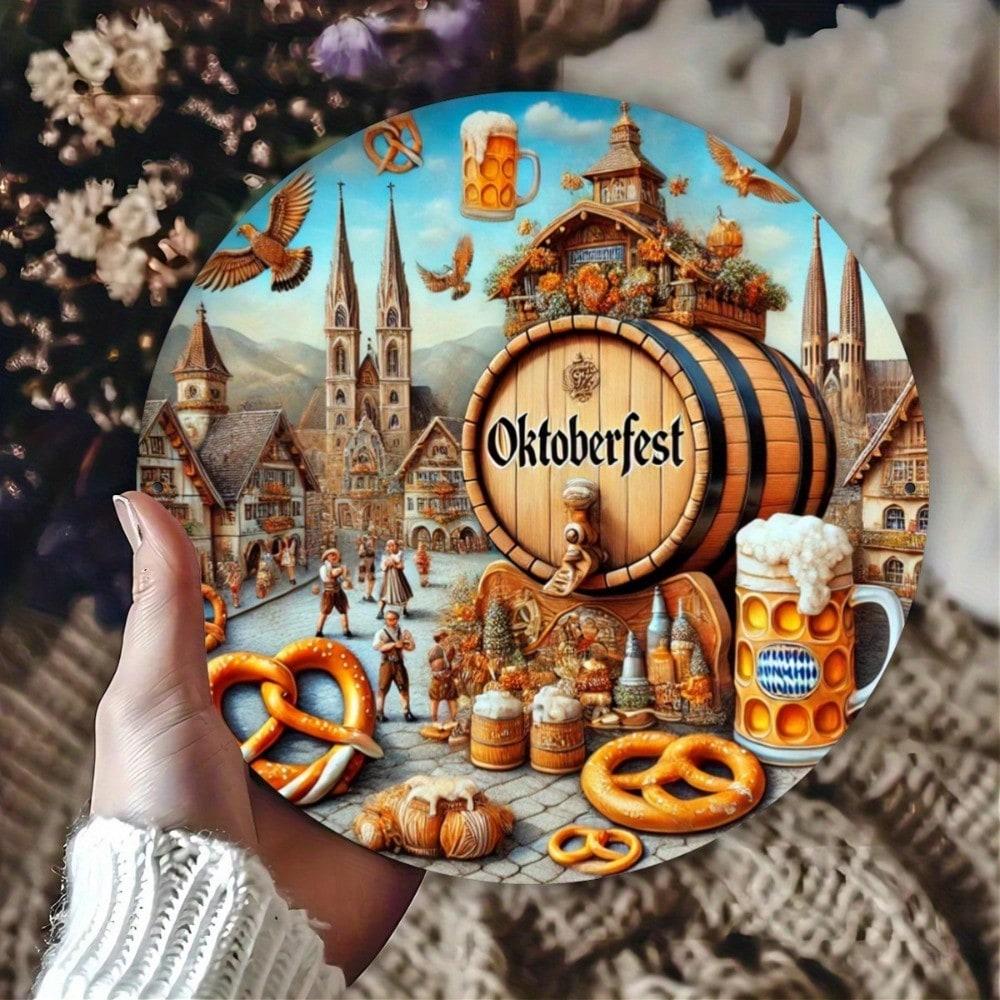 

Vintage Metal Wall Art Decor 3D Beer Barrel Bavarian Hat Iron Sign 20x20