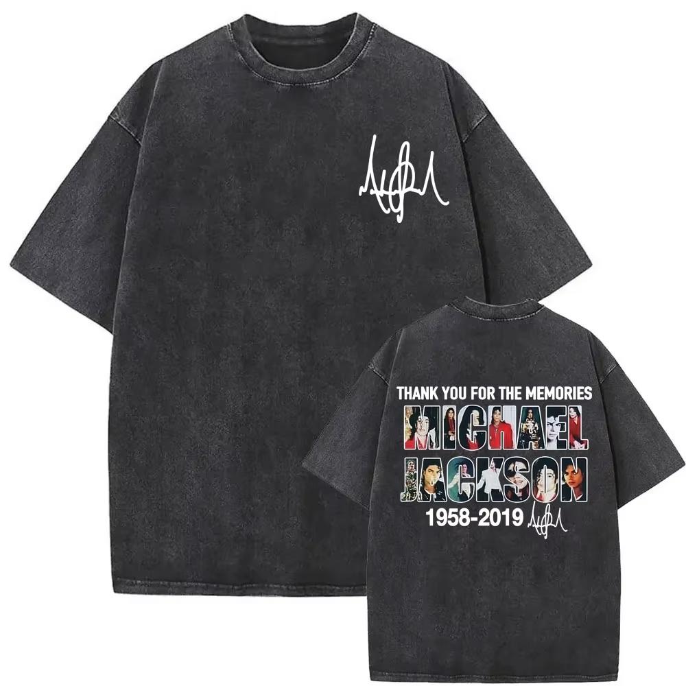King of Pop Michael Jackson Album Cover T Shirt Men Women Fashion Classic Cool T-shirt Casual Vintage Washed T Shirts Streetwear