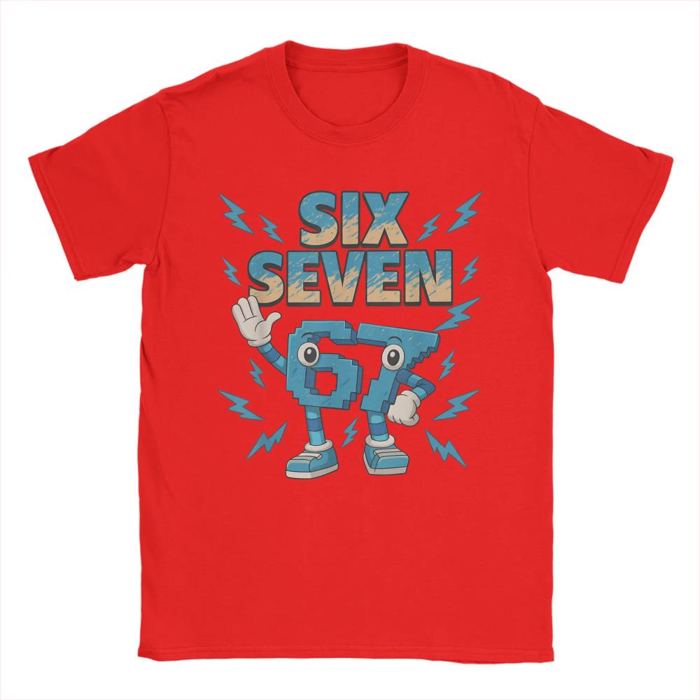 Herren Damen Baumwolle Bedrucktes T-Shirt Meme 67 Six Seven Italienisches Brainrot Lustige T-Shirts Harajuku Sommer T-Shirts Oberteile