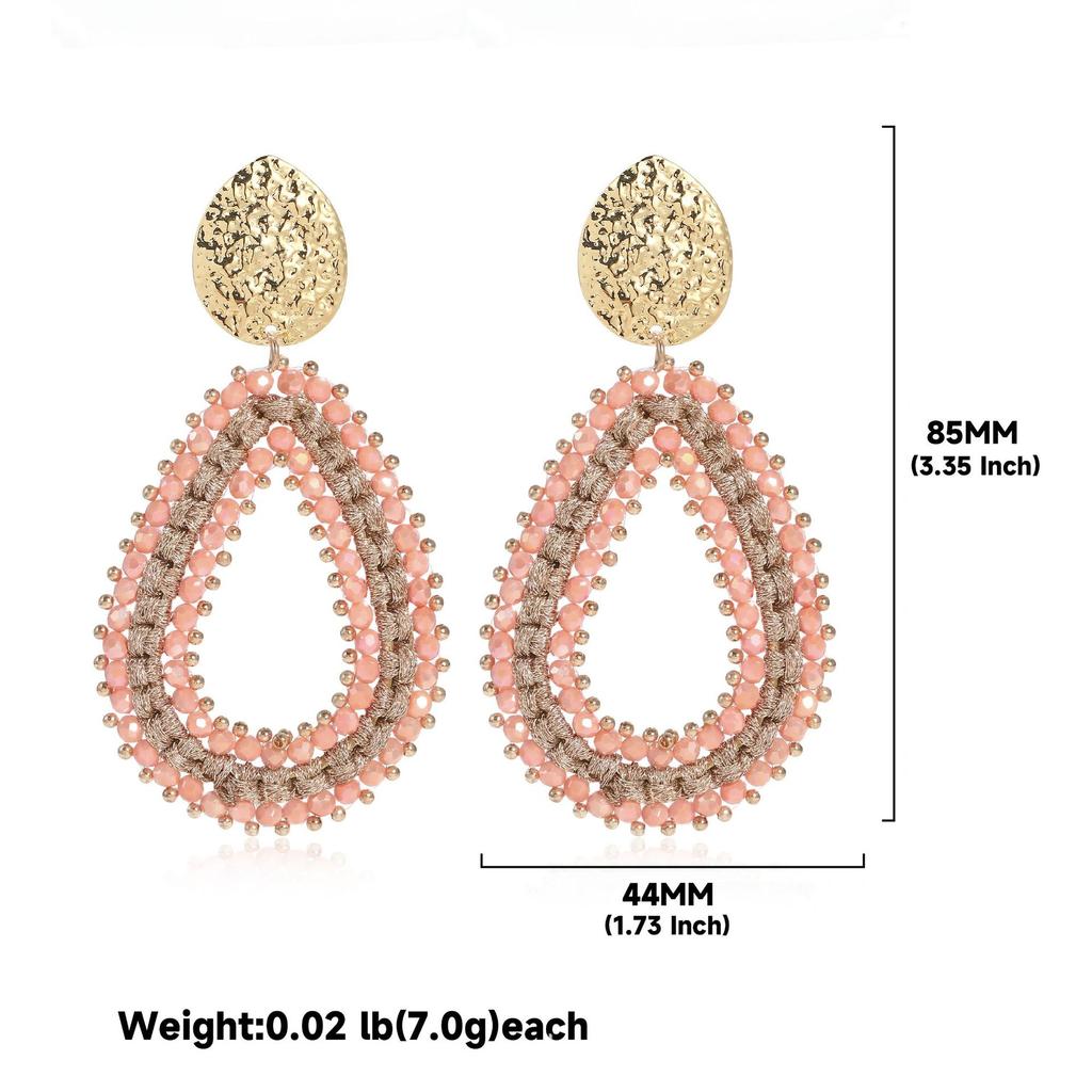 Badu Colorful Water Drop Shape Drop Earrings for Women Handmade Threading Crystal Beads Big Long Earrings Boho Jewelry Gift