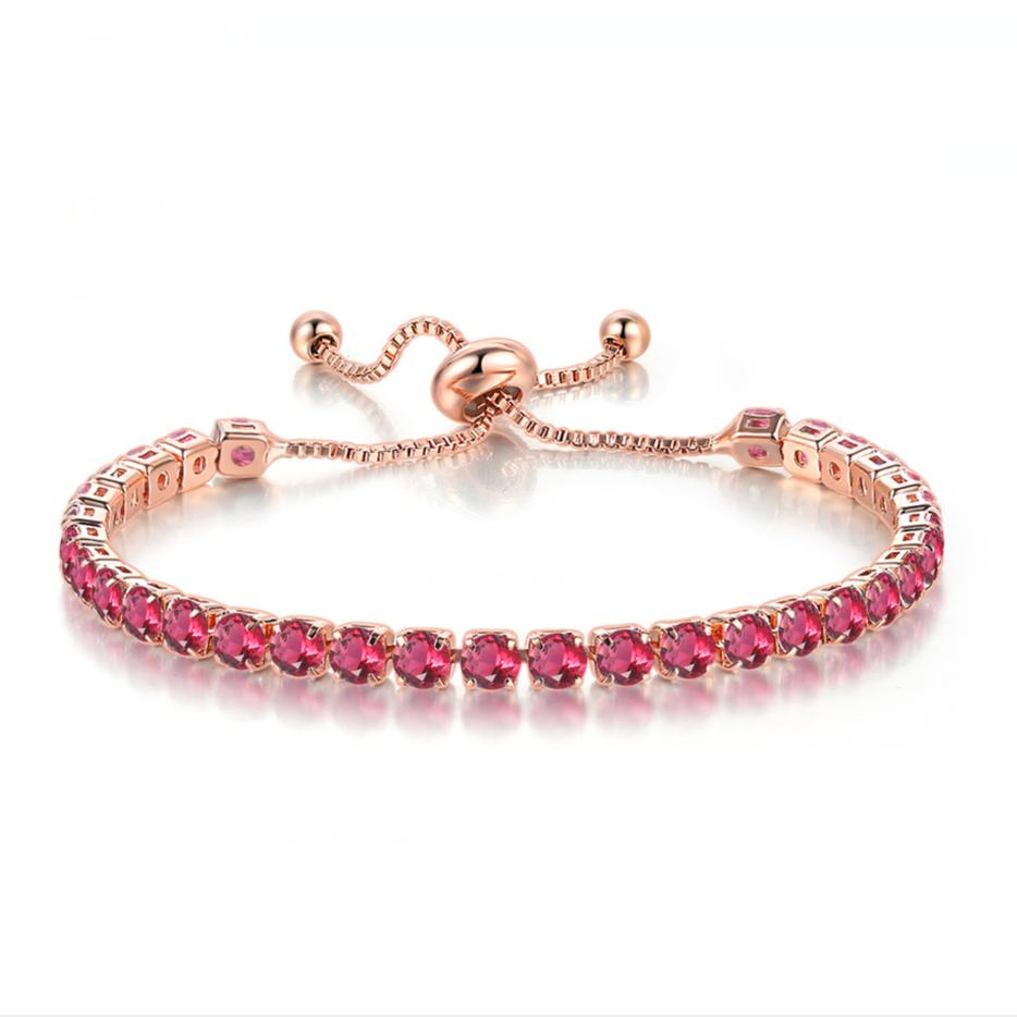Adjustable Colorful Birthstone Tennis Bracelet for Women Multicolor CZ Crystal Wedding Birthday Gift Hand Jewelry
