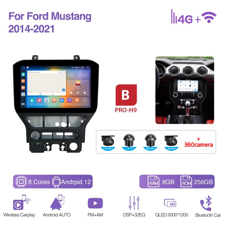 11.6Inch For Ford Mustang 2015-2025 GPS Navigation Radio Android13 8Core 8+256G CarPlay 4G 360Camera Car Multimedia Video Player