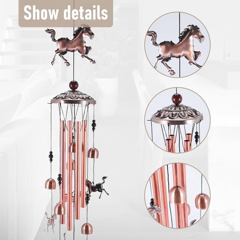 Vintage Wind Chimes,Horse Wind Chimes Music Wind Chimes For Family Ladies Festivals Balconies Porches Garden Decoration