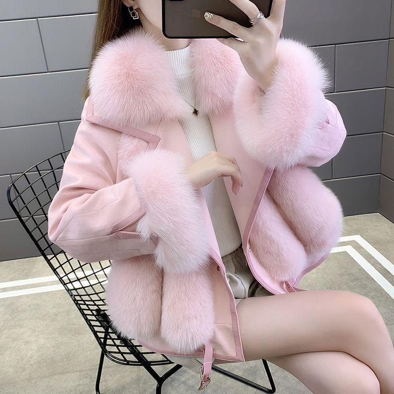 

Winter new imitation suede, imitation fox fur, women s fashion down cotton clothes, short models - 0 years old S recommends 80-50kg