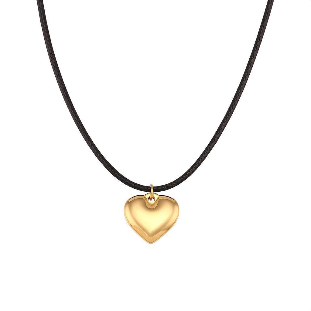 Collares colgantes de corazón de acero inoxidable para mujer, collar de cadena de cuerda, joyería exquisita, regalo del día de San Valentín