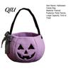 Halloween Pumpkin Bag Candy for Kids, Trick or Treat Tote Stylish Accessory with Handle, Reusable Snack Bucket Party Favors Durable Storage