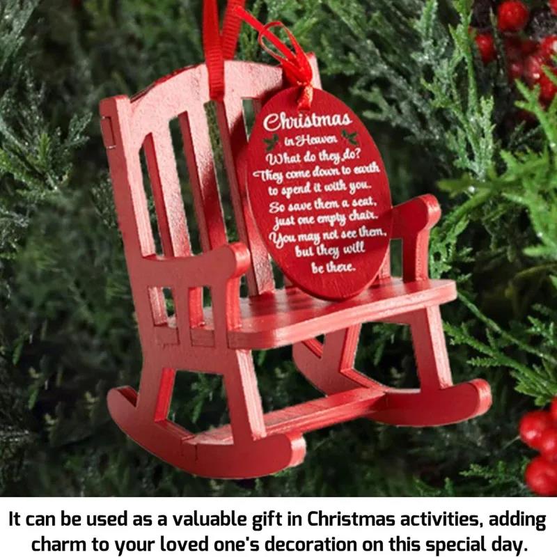 Christmas Memorial Ornament Mini Wooden Rocking Chair With Heartfelt Tag Desktop Home Decor Gift