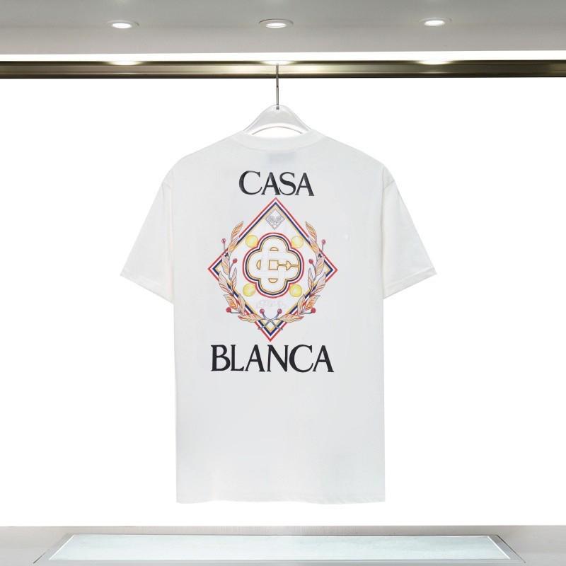 280g Double Yarn Cotton T-Shirt Couples Casablanca Castle Print Short Sleeve Round Neck Loose Fit
