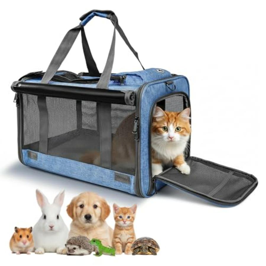 Pet Carrier for Medium-Small Cats, Collapsible Cat Carrier and Soft-Sided Pet Carrier for Medium Big Cats and Puppy Up to 17lbs