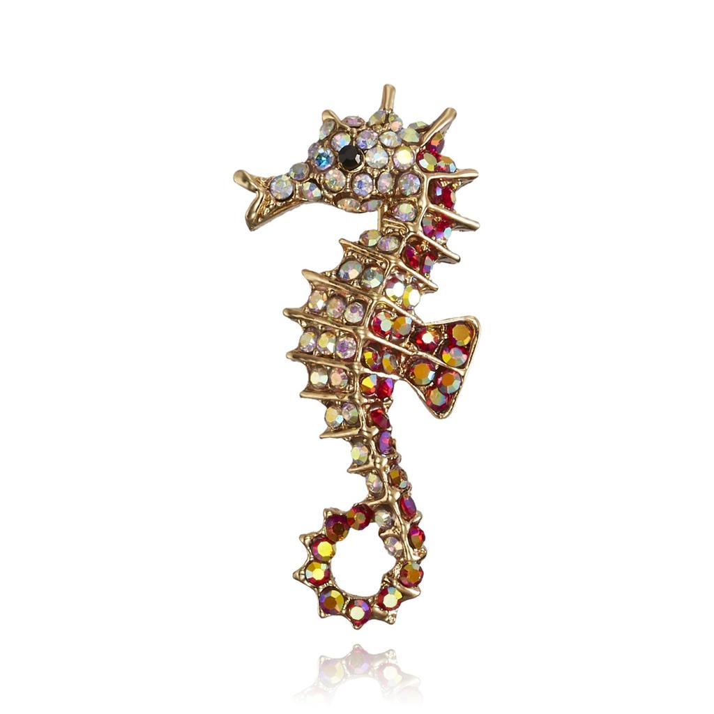 Leichter Luxus Voll Strass Seepferdchen Broschen Für Damen Herren Exquisit Trendig Meerestier Rucksack Kleider Anstecknadeln Bankett Schmuck