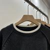 Plus Size Women Crew Neck Sweater Korean Style Loose Oversized Autumn Winter Knitted Long Sleeve Pullover