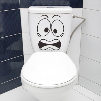 Autocollant de toilette avec expression effrayée, imperméable, amovible, autocollant, en PVC, pour salon, salle de bain, décoration murale