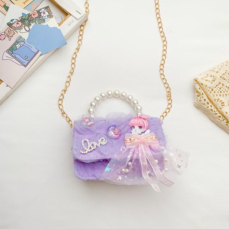 2025 Kinder Prinzessin Perle Schleife Umhängetasche