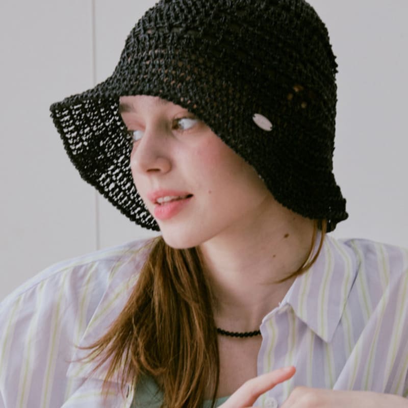 

Slowslowly №215 / Лили Металлик Крючком Широкая Панама _ Черный black