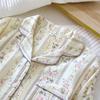 2026 New Women's Spring and Autumn Pajama Set 100% Cotton Crepe Soft Thin Long Sleeve Long Pants Home Clothes Two Piece Set