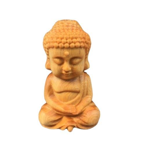 Buddha Statue Desktop Ornament,Cliff Cypress Wood Carving Cute Tathagata Small Buddha Figurine Crafts,For Home Decoration Gift
