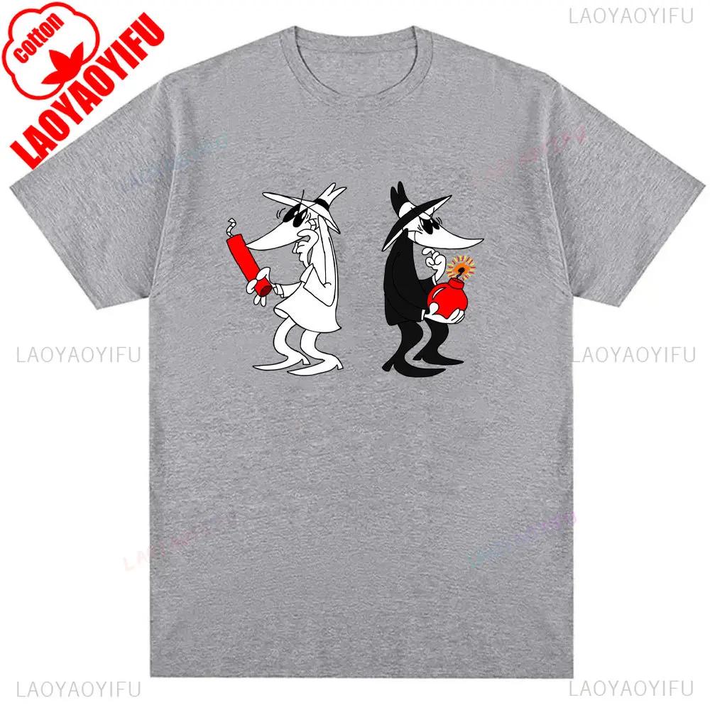 

1980s Vintage Classic Spy Vs Spy HOT NEW Shirt Funny Print Unisex Graphic T Shirts Summer Cotton Oneck T Shirt Streetwear Tops S