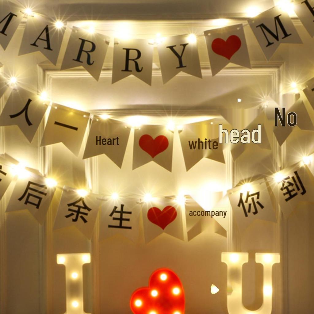 Valentine's Day Bilingual Fishtail Banner: Birthday, Proposal, Confession, Decorative Hanging Flag
