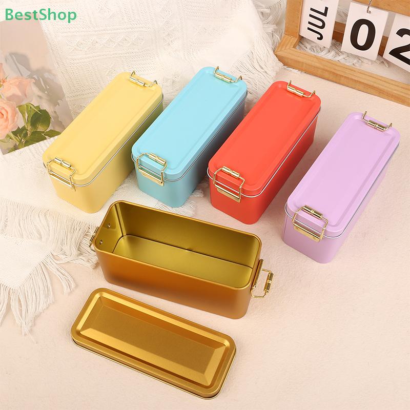 Old-fashioned Rectangular Tinplate Box With Lid High Quality Metal Storage Box Cake Packaging Box Durable With Buckle Candy Box