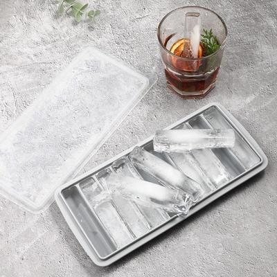 Neue Silikon-Eiswürfelform mit Deckel 10 Fächer Eiswürfelform Leichte Entnahme Schmale Stiftform Eiswürfelformen für Cocktail
