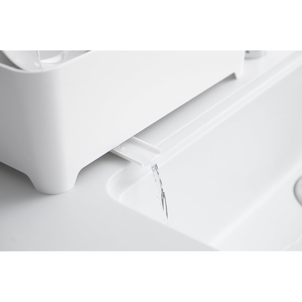 Yamazaki Jitsugyo Dish Drying Set, White, Approx. W37 x D28 x H145cm, Tower Series, Washing Basin,