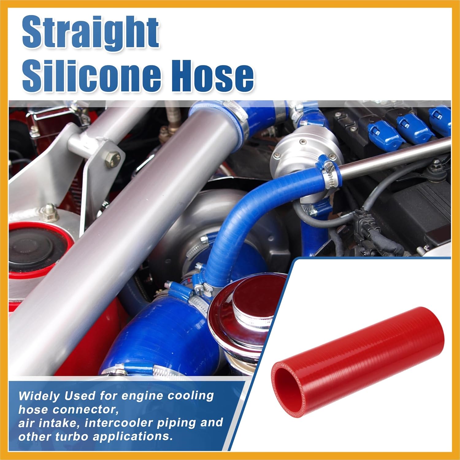 1.5  ID 6  Length 4-Ply Reinforced High Temp Straight Coupler Silicone Reducer Hose Red for Car Intercooler Intake Piping Replacement
