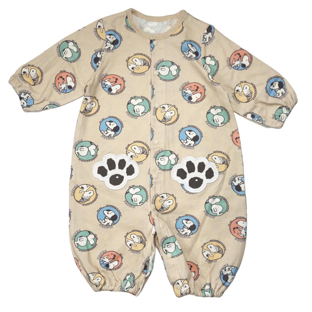 Snoopy Newborn Jersey 75th Anniversary Beige Two-Way All-in-One