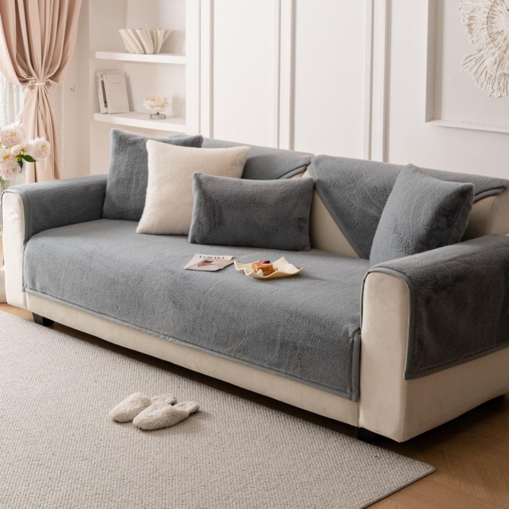 

Mink Fur Non Slip Sofa Cover Thick Luxury Universal Couch Protector for Winter Soft Plush Seat Pad 70*70cm