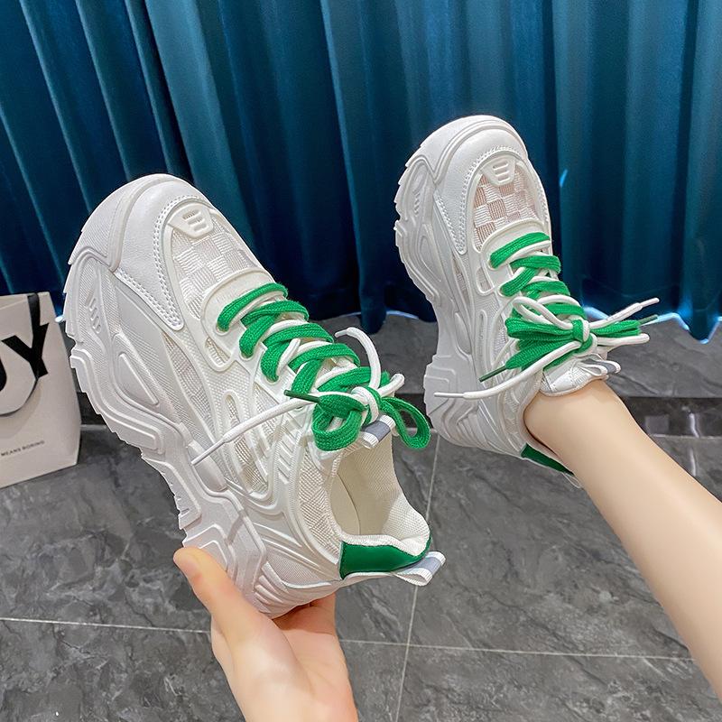 Buty tatusia studentki lekkie oddychające buty damskie nowe buty sportowe casual na platformie z siateczki