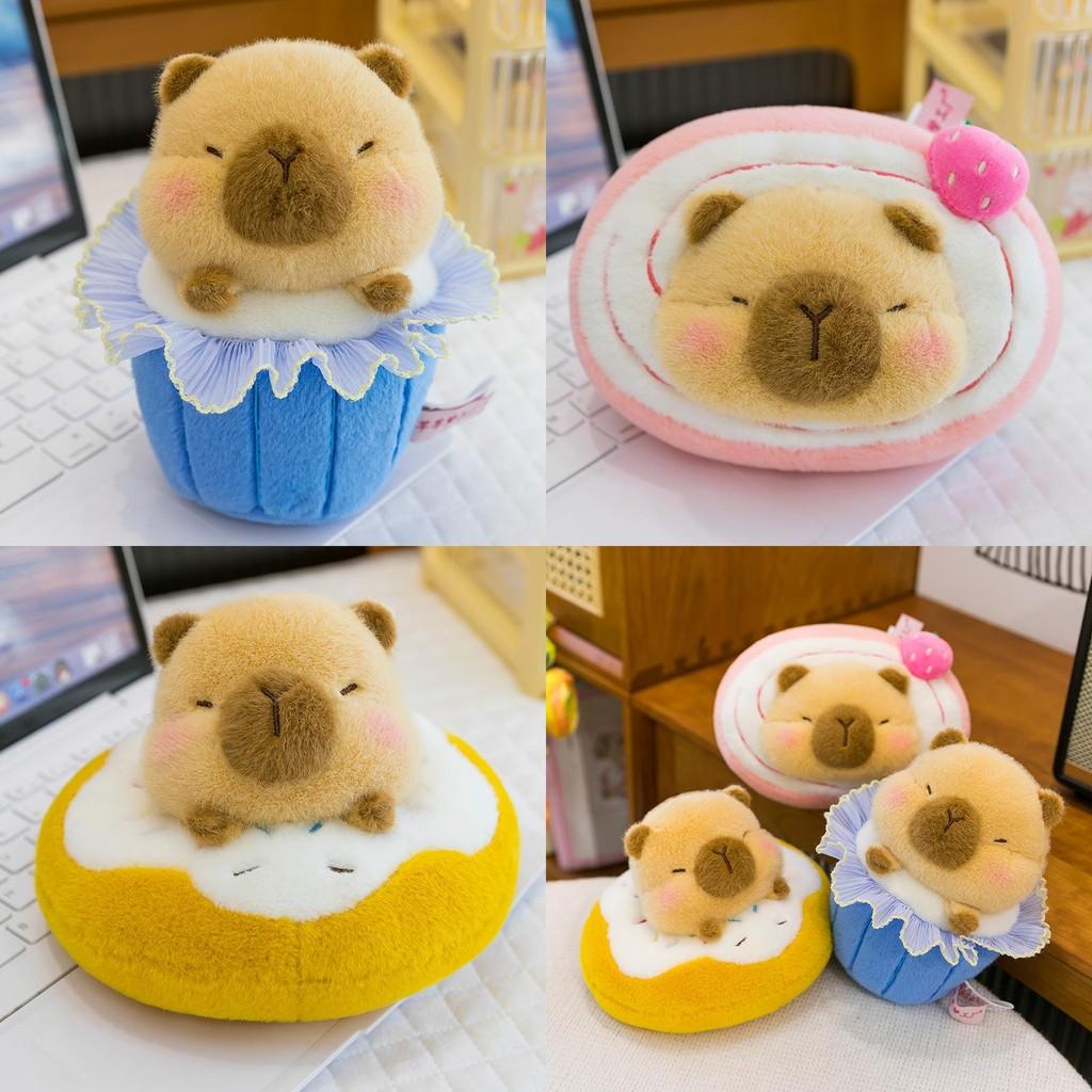 Plush Lovable Capybara Doll With Doughnut Design For Kids Room Decoration