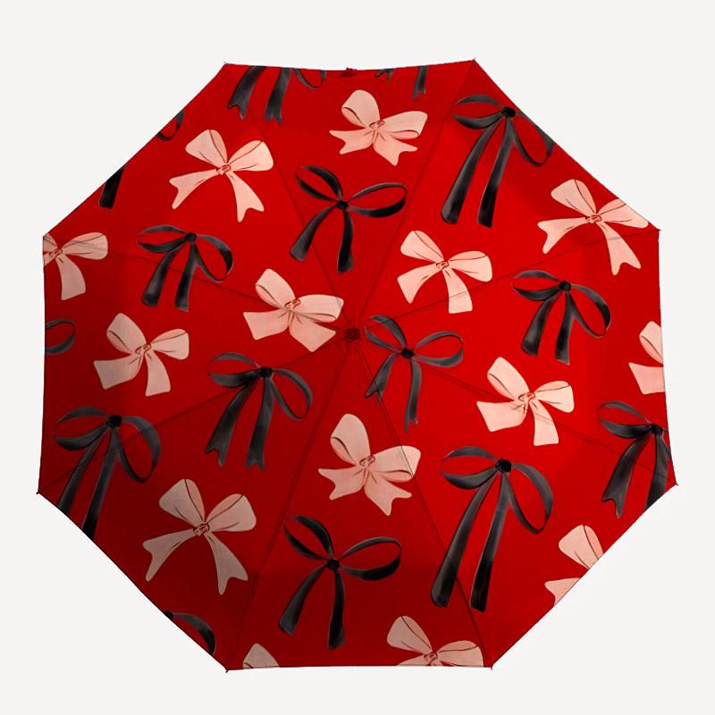 

1pc Bow Pattern Automatic Open/Close Umbrella, Compact Travel Umbrella, 8-Rib Sturdy Frame - Ideal Gift for Friends yy251118057