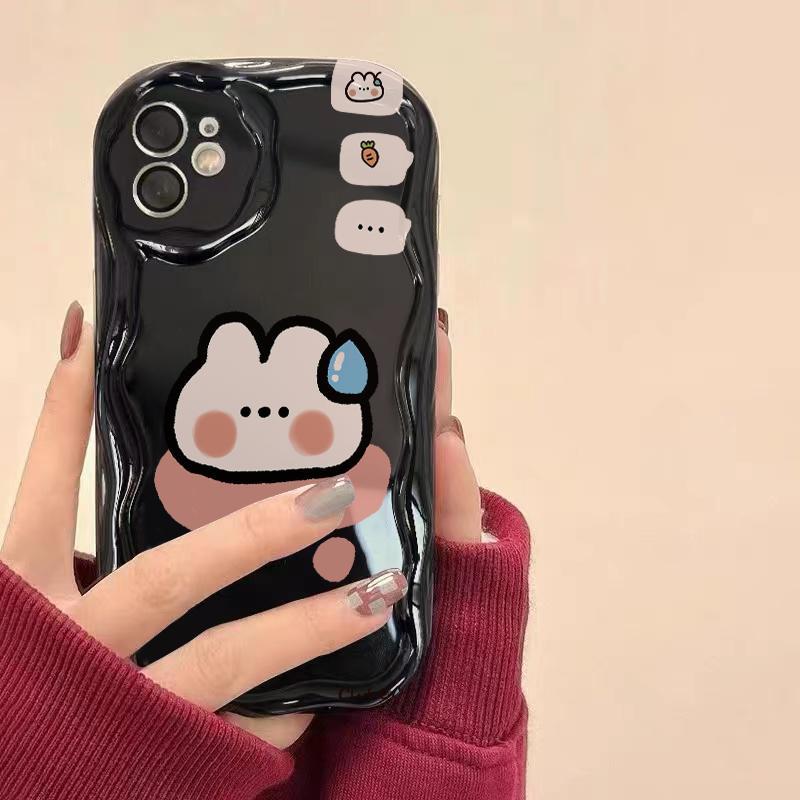Cartoon Lovely Rabbit Wave TPU Phone Case for IPhone 16 17 Pro 14 13 12 11 15 Pro Max IPhone 14 15 16 Plus Shockproof Soft Cover