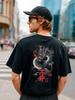 Oversized T‑shirt with Black Dragon Print