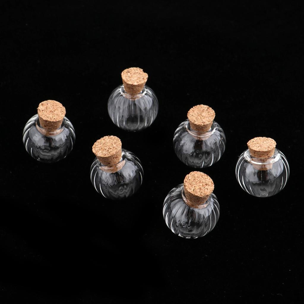 6 Pcs Mini Pumpkin Glass Bottle Vial Pendant with