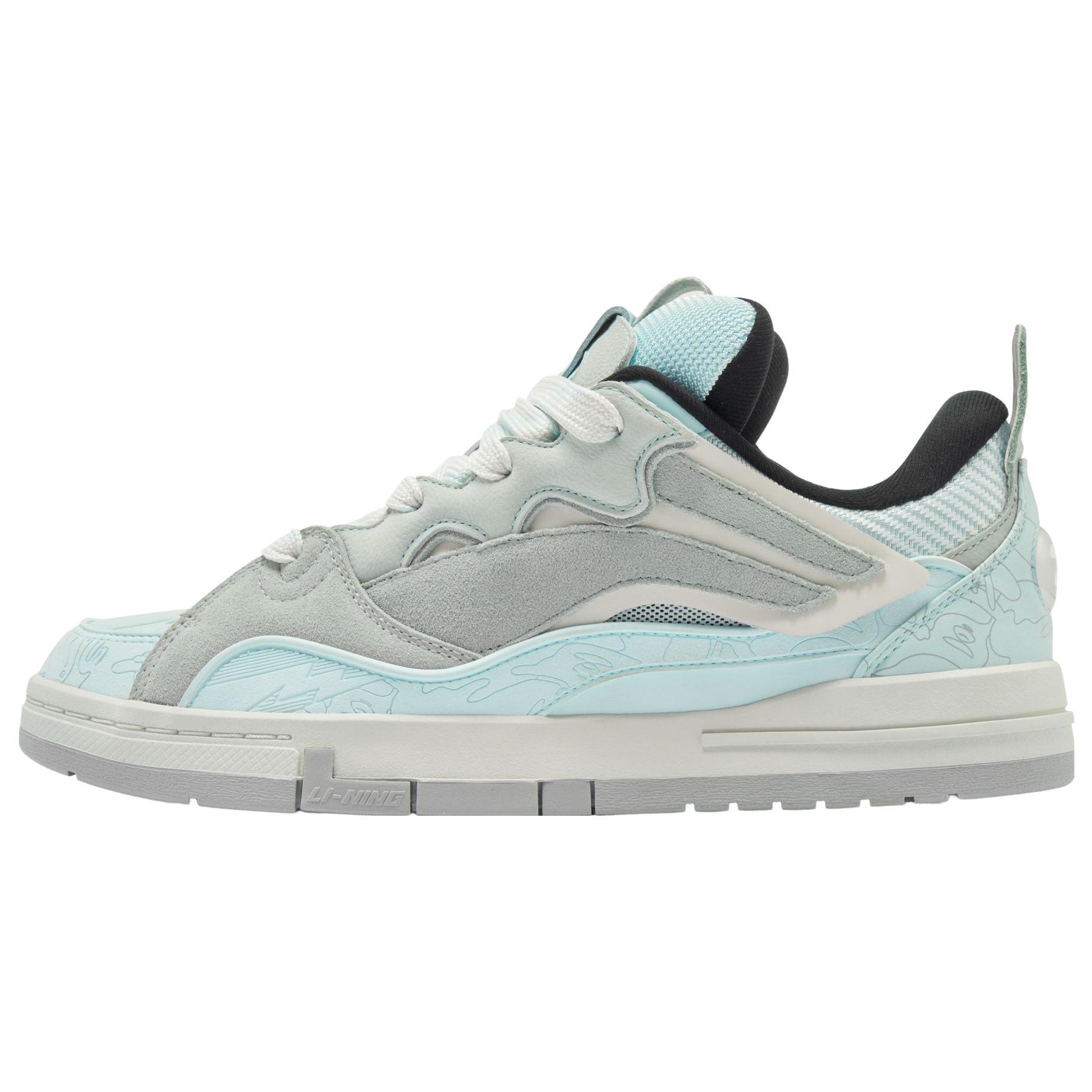 

Aape x Li Ning Wave Comfortable And Trendy Slip Resistant Abrasion Resistant Low top Skateboard Shoes Women s Gray Blue AECS088-6 37.5