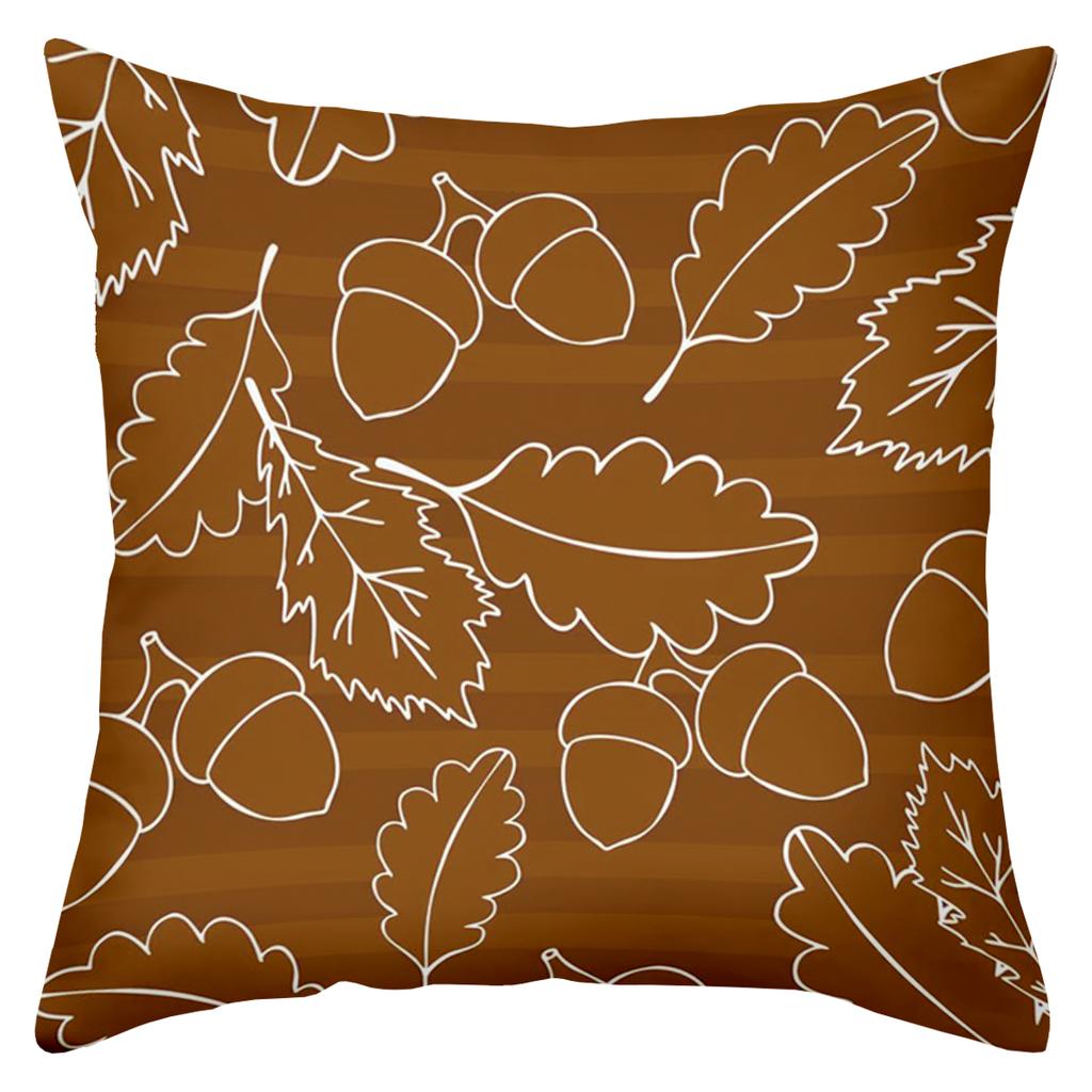Autumn Leaf & Acorn Patterned Decorative Throw Pillows Polyester pillowcase, sofa decorative cushion cover, bedside throw pillow