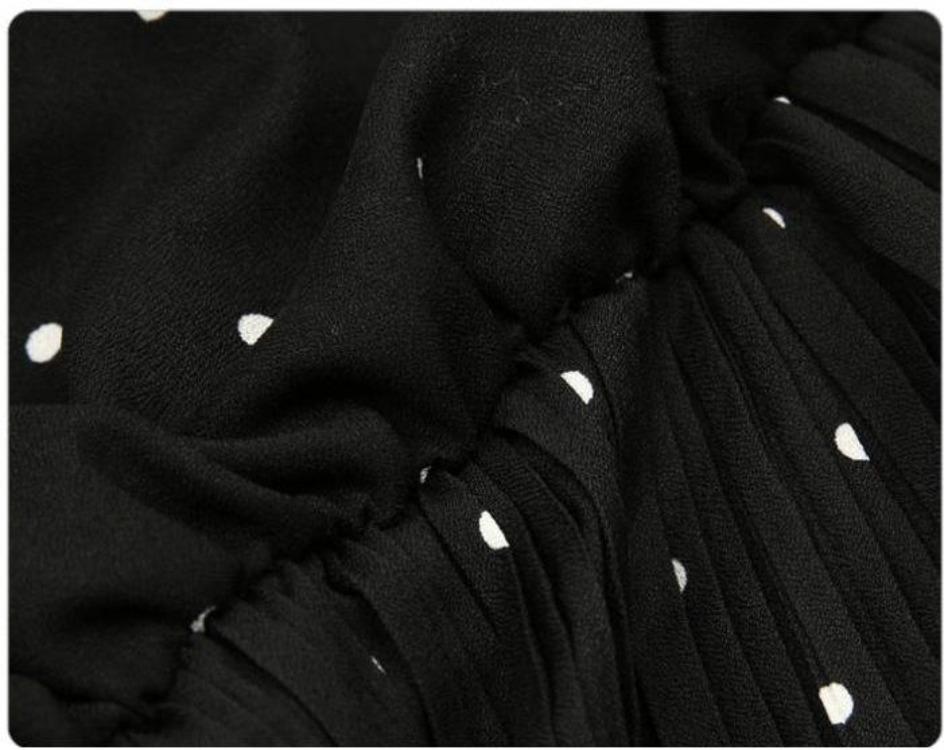Übergröße Böhmisches Gepunktetes Plissee Langarmkleid für Damen