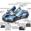 1:24 Tourbillon Bolide Car Model Toy Shock Absorption Supercar Sound Light Pull Back Metal Die-cast Models Office Table Ornament