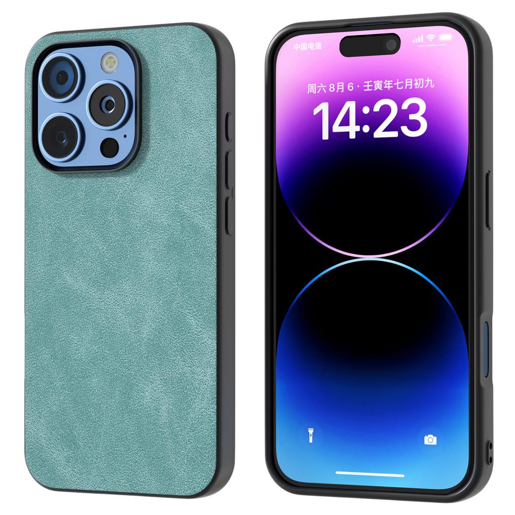 Für iPhone 16 Pro Hülle Schwarzer Rahmen PU+PC+TPU Hybrid Handyhülle
