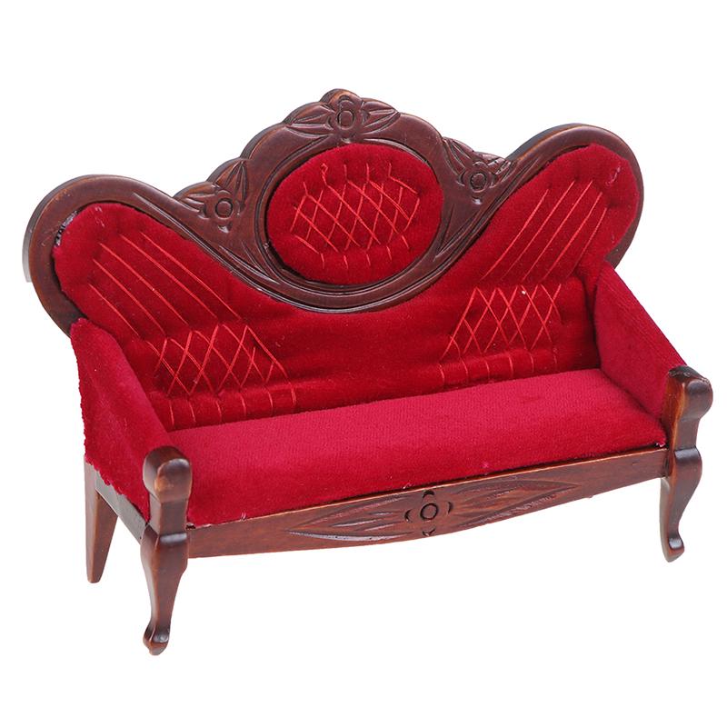 1:12 Dollhouse Miniature Soft Double Sofa For Dolls Furniture Pretend Play Toy