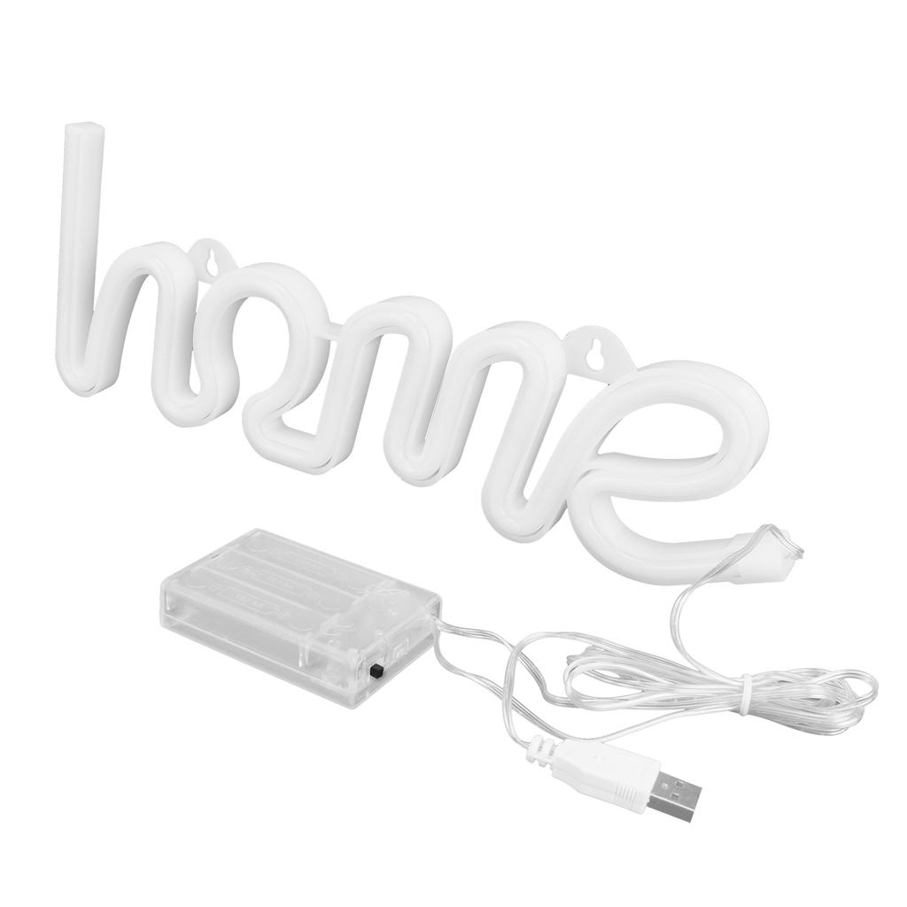 LED Neon Light Unique HOMEPattern Wall Sign Lamp Proposal Wedding Party Bar Decoration(White )