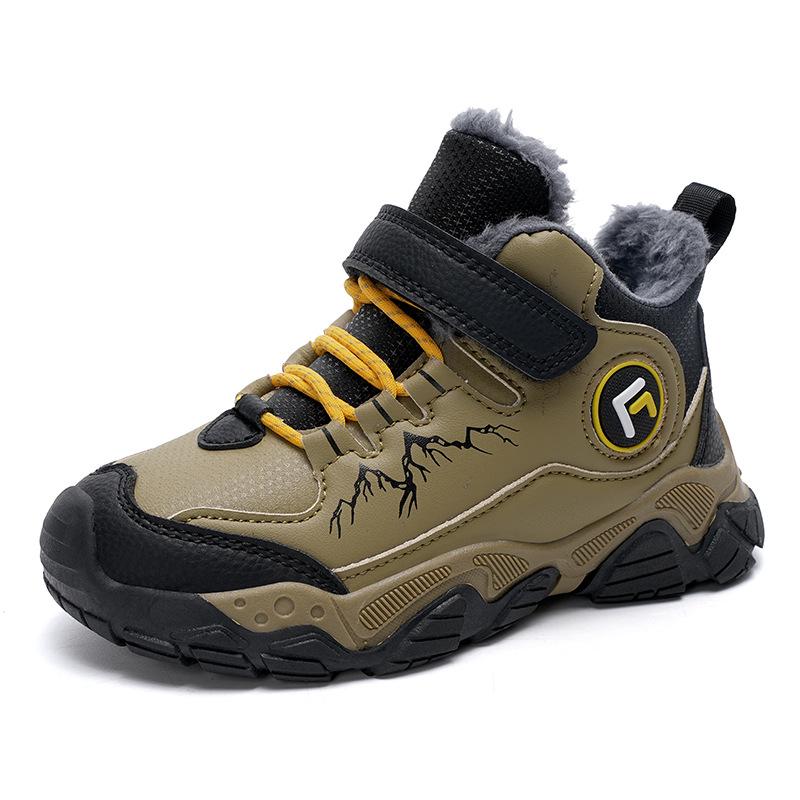 Boys' Fleece-Lined Winter Hiking Shoes – Warm, Non-Slip Sports Footwear for Kids