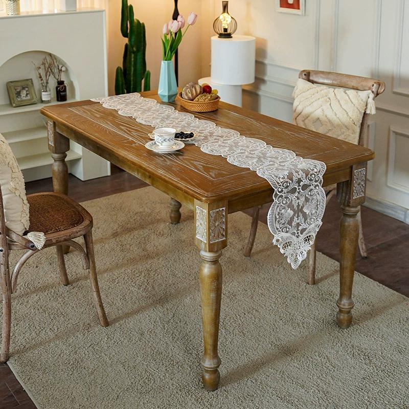 

Новый кружевной настольный флаг, пыленепроницаемая вышивка, элитная скатерть для чайного стола, ТВ-шкаф, длинный настольный флаг, белый минималистичный современный настольный флаг 25*150cm