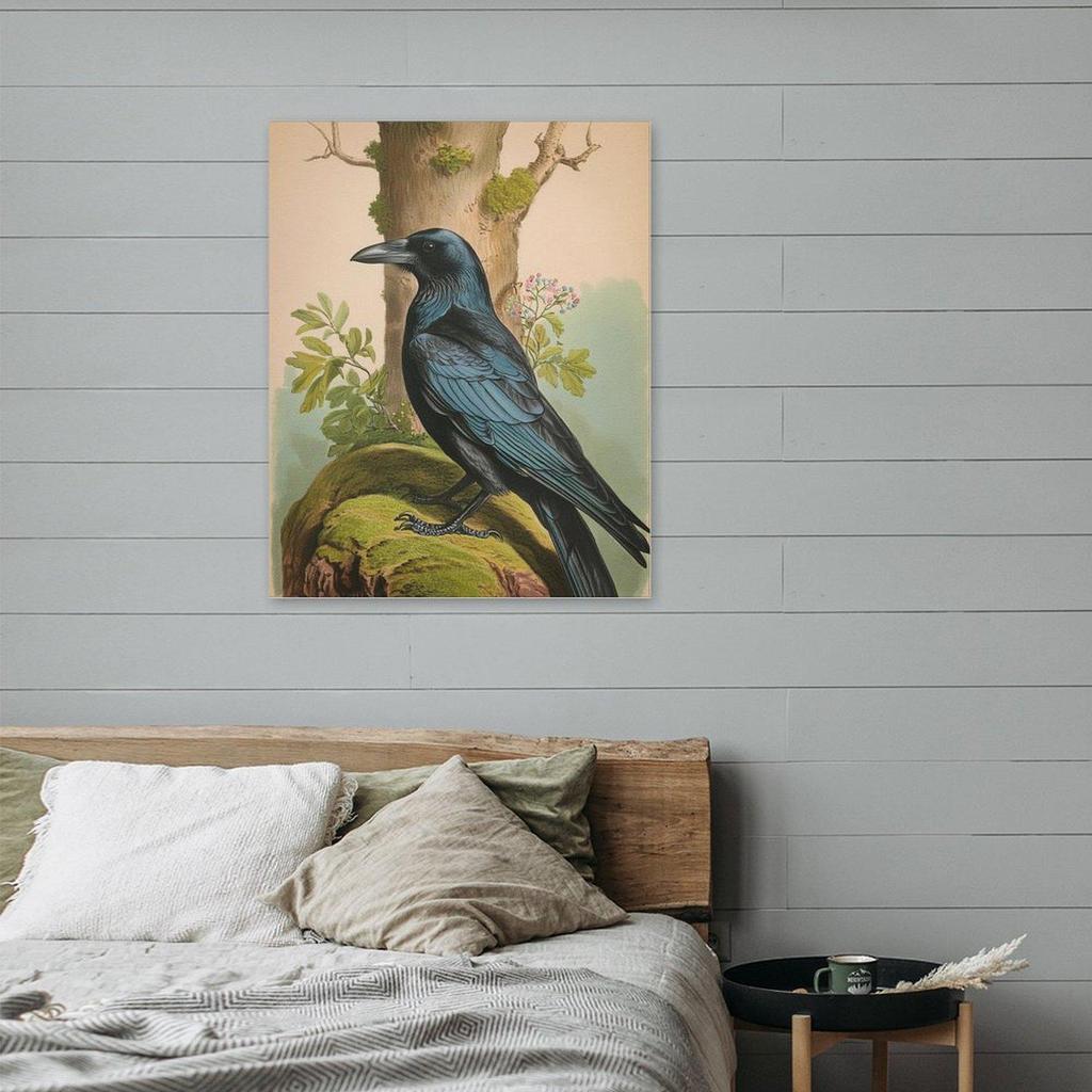 Xuan Yu Crow Canvas Art: Decorative Animal Painting for Living Room or Restaurant