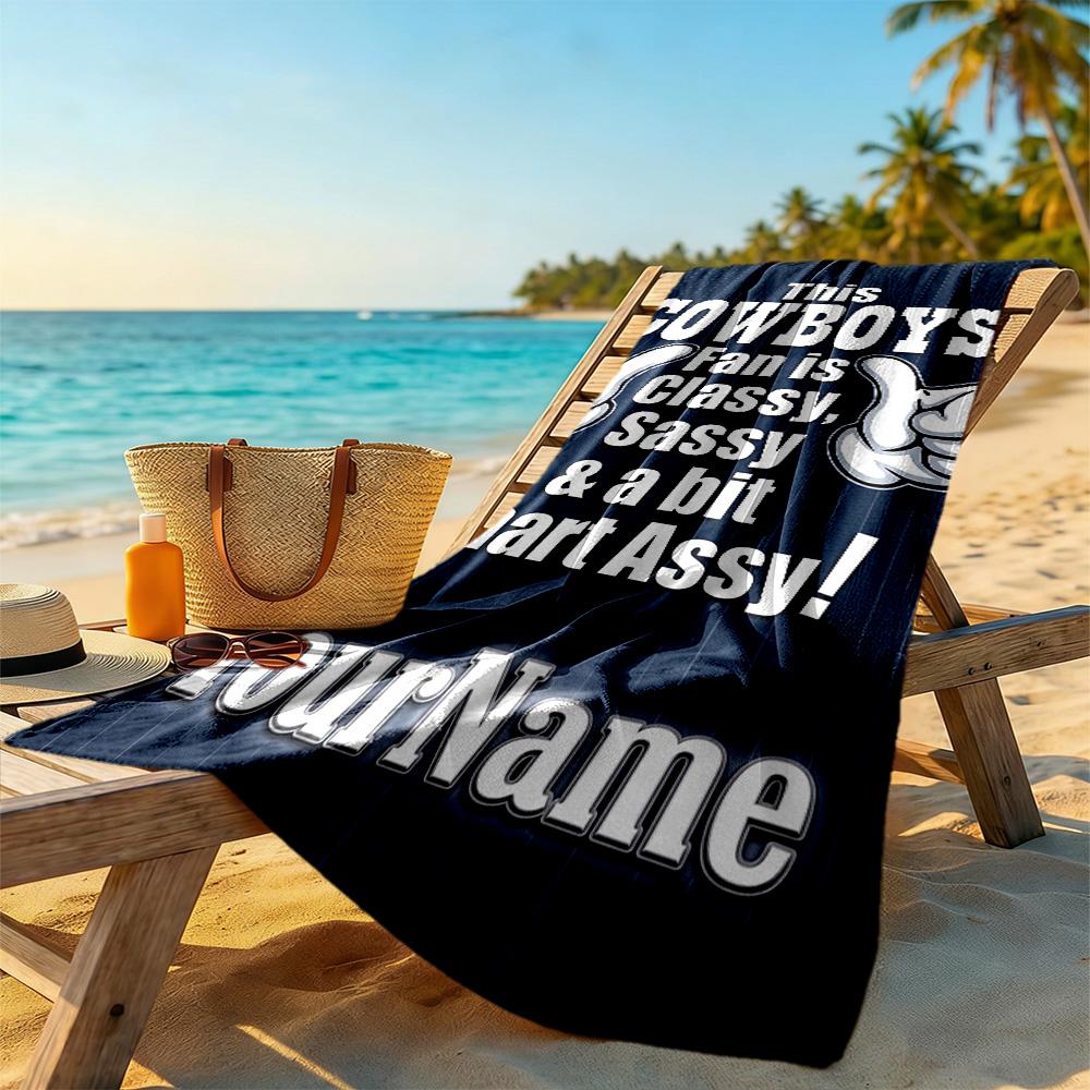 Dallas Customizable Name Beach Towel Soft Durable Quick-Dry Ideal for Travel Outdoor Swim Pool Yoga Surf Camping Hiking Gym Gift Holiday